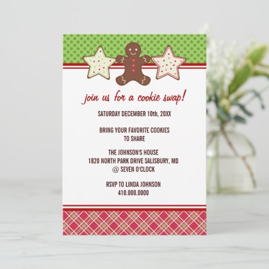 Cookie Swap Holiday Kerstfeest Uitnodigingen (Staand voorkant)