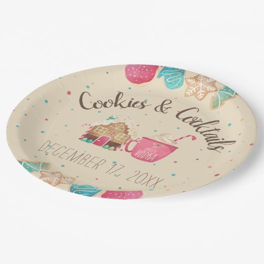 Cookie Swap Kerst Cookies & Cocktails Party Papieren Bordje (Gekanteld)