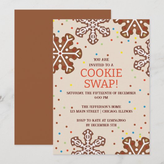 Cookie Swap-kerstfeest Kaart (Voorkant / Achterkant)