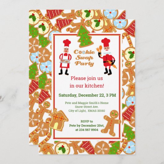 Cookie Swap-kerstfeest uitnodiging (Voorkant / Achterkant)
