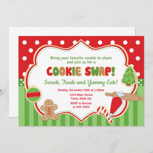 Cookie Swap-kerstfeestdag Kaart (Voorkant / Achterkant)