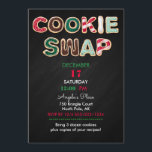 Cookie Swap-kerstkoekjes Red Green Chalkboard Kaart<br><div class="desc">Cookie Swap is in koekjes uitgeschreven. Achtergrond van het karton.</div>