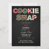 Cookie Swap Kerstkoekjes Rood Groen Schoolbord Kaart (Voorkant)