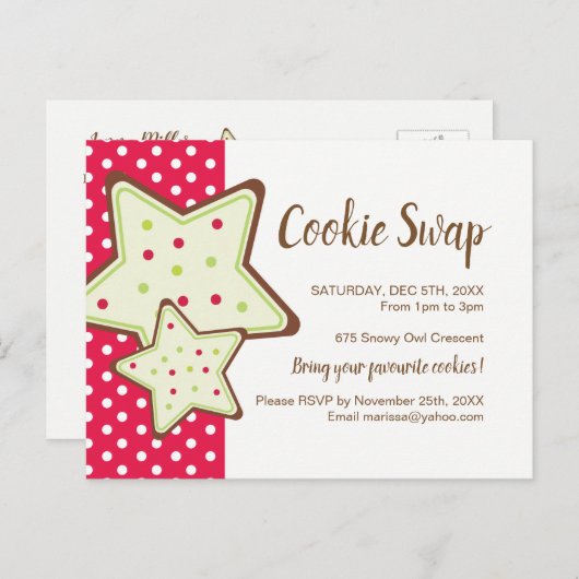 Cookie Swap Party Briefkaarten (Voorkant / Achterkant)