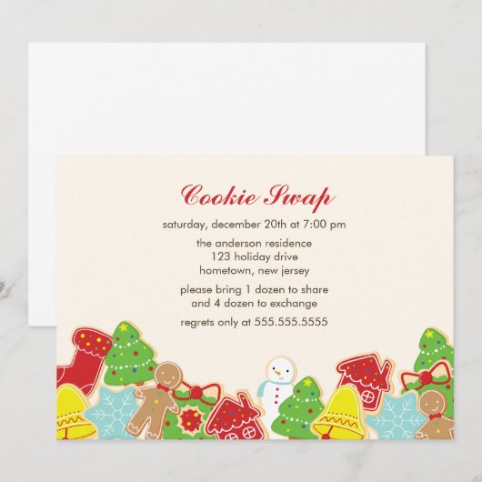 Cookie Swap Party Kaart (Voorkant / Achterkant)