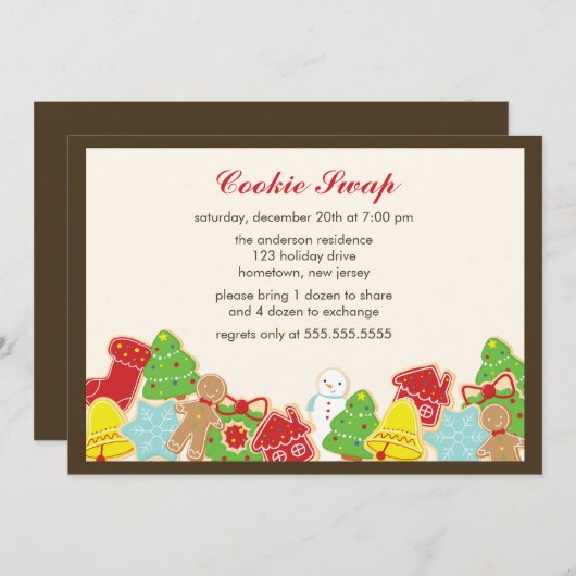 Cookie Swap Party Kaart (Voorkant / Achterkant)