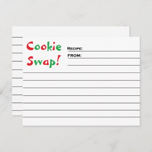 Cookie Swap. Recipiekaarten Briefkaart (Voorkant / Achterkant)