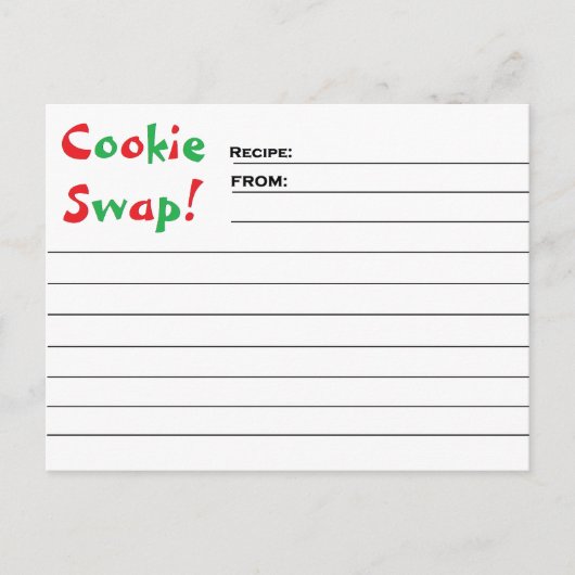 Cookie Swap. Recipiekaarten Briefkaart (Voorkant)