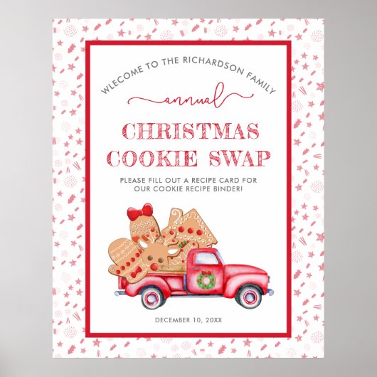 Cookie Swap Red Truck Gingerbrood Welkom Poster (Voorkant)