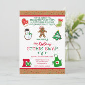 Cookie Swap Uitnodiging, Cookie Party Uitnodiging (Staand voorkant)