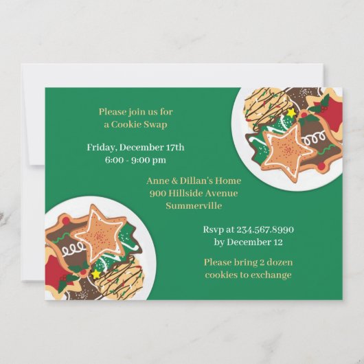 Cookie Swap Uitnodiging Vakantie Uitnodiging (Achterkant)
