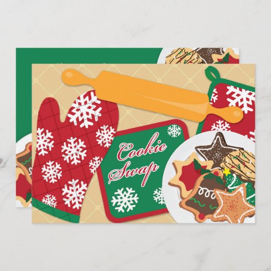 Cookie Swap Uitnodiging Vakantie Uitnodiging (Voorkant / Achterkant)