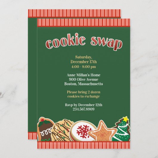 Cookie Swap Uitnodiging Vakantie Uitnodiging (Voorkant / Achterkant)
