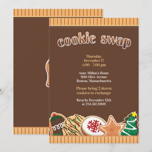 Cookie Swap Uitnodiging Vakantie Uitnodiging (Voorkant / Achterkant)
