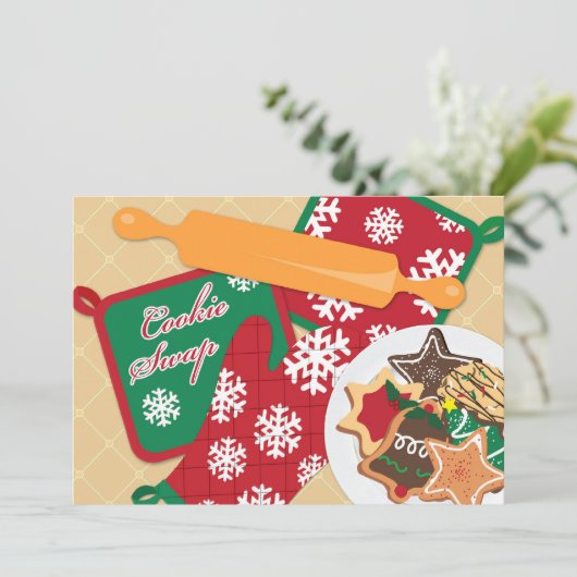 Cookie Swap Uitnodiging Vakantie Uitnodiging (Staand voorkant)
