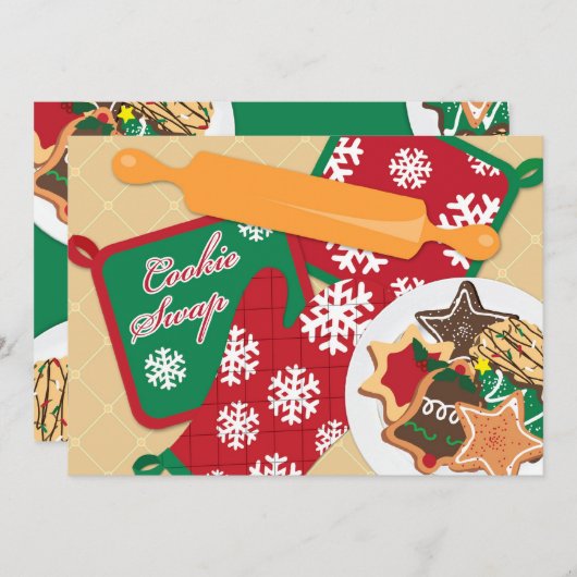 Cookie Swap Uitnodiging Vakantie Uitnodiging (Voorkant / Achterkant)