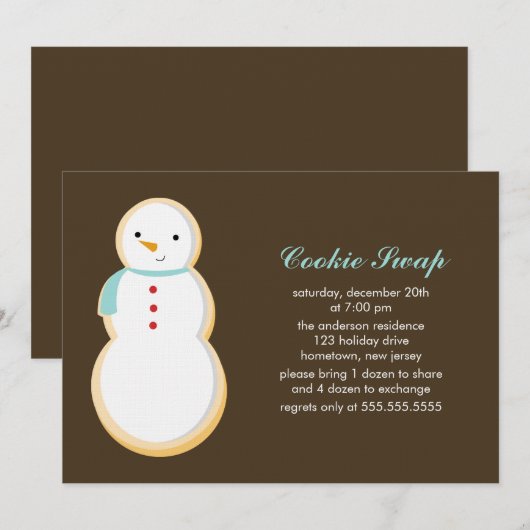Cookie Swap-uitnodigingen Kaart (Voorkant / Achterkant)