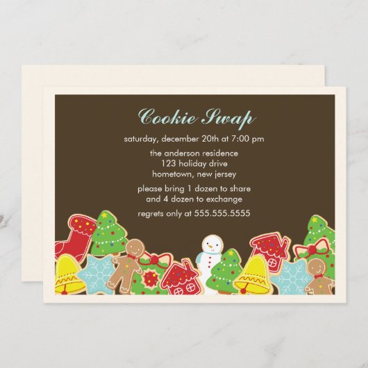 Cookie Swap-uitnodigingen Kaart (Voorkant / Achterkant)