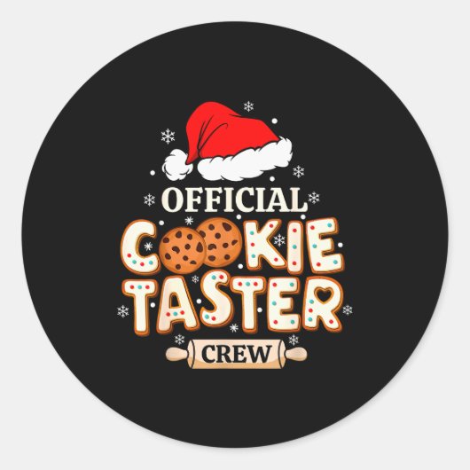 Cookie Taster Crew, Funny Christmas Baking Team  Ronde Sticker (Voorkant)