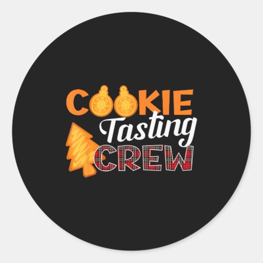 Cookie Tasting Crew - Funny Plaid Christmas  Ronde Sticker (Voorkant)
