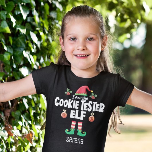 Cookie tester elf familie overeenkomende kerstnaam t-shirt