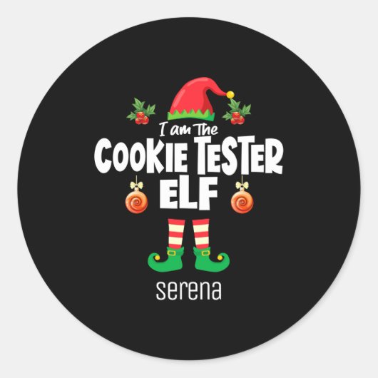 Cookie Tester Elf Family Matching Christmas Name  Ronde Sticker (Voorkant)