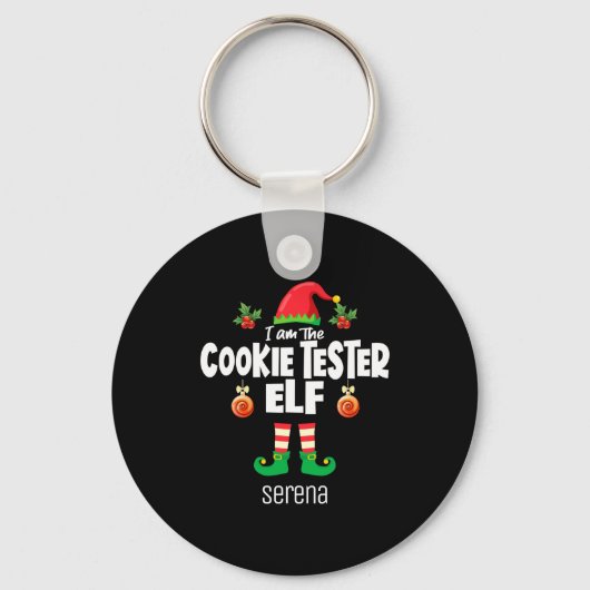 Cookie Tester Elf Family Matching Christmas Name Sleutelhanger (Voorkant)