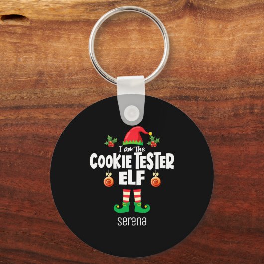 Cookie Tester Elf Family Matching Christmas Name Sleutelhanger (Voorkant)