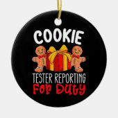 Cookie Tester-rapportering over de dienst Funny Ke Keramisch Ornament (Voorkant)