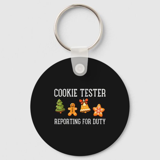 Cookie Tester Rerting Taak Grappig Kerstmis Kerst Sleutelhanger (Voorkant)