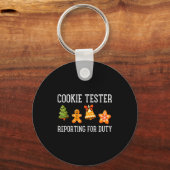 Cookie Tester Rerting Taak Grappig Kerstmis Kerst Sleutelhanger (Voorkant)