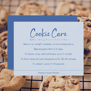 Cookie Verzorgingsinstructies Blauwe Eenvoudige Ty Bedankkaart