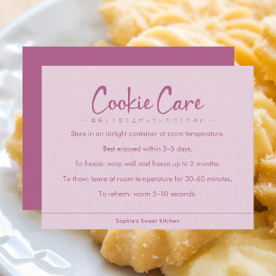 Cookie Verzorgingsinstructies Roze Eenvoudige Typo Bedankkaart