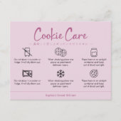 Cookie Verzorgingsinstructies Stof Roze Minimalist Bedankkaart (Voorkant)