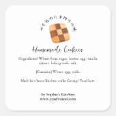 Cookie Watercolor Bakery Ingredients Product Vierkante Sticker (Voorkant)