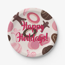 Cookiefeest Pret Vrolijke Feestdagen! Papieren Bordje