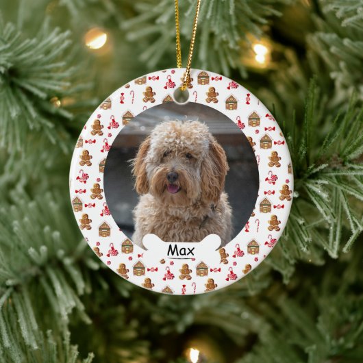 Cookies Aangepaste Huisdier Puppy Dog Foto Keramisch Ornament (Boom)