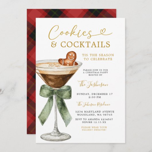 Cookies and Cocktails Party Gingerbread Martini Kaart (Voorkant / Achterkant)