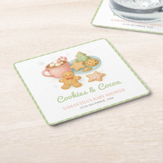 Cookies and Cocoa Christmas Baby Shower Kartonnen Onderzetters (Schuin)