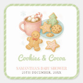 Cookies and Cocoa Christmas Baby Shower Vierkante Sticker (Voorkant)
