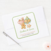 Cookies and Cocoa Christmas Baby Shower Vierkante Sticker (Envelop)