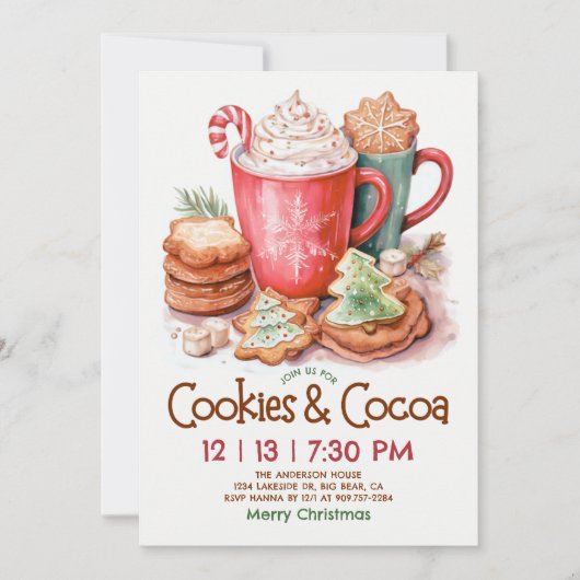 Cookies and Cocoa Christmas Kaart (Voorkant)