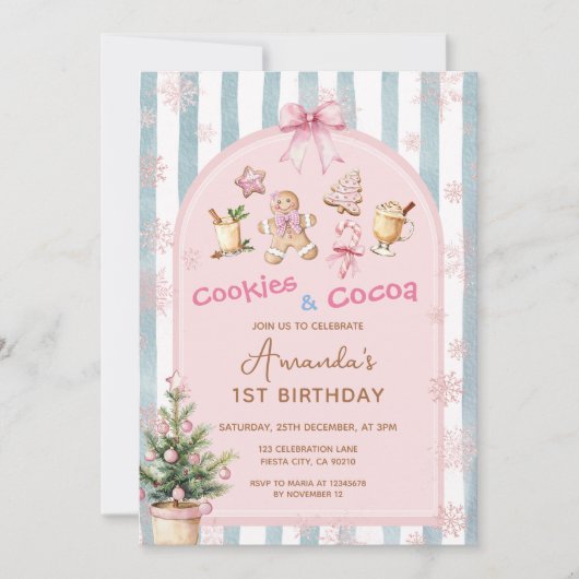 Cookies and Cocoa Christmas Kids Birthday Kaart (Voorkant)