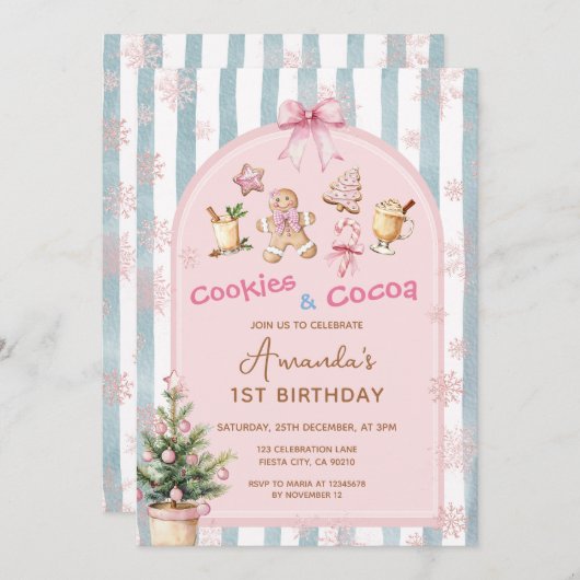 Cookies and Cocoa Christmas Kids Birthday Kaart (Voorkant / Achterkant)