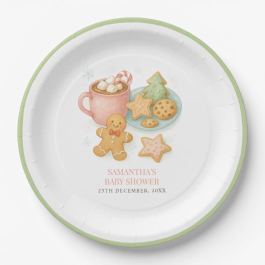 Cookies and Cocoa Winter Baby Shower  Papieren Bordje (Voorkant)