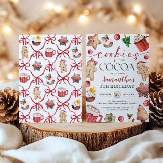 Cookies and Cocoa Winter Birthday Invitation Kaart