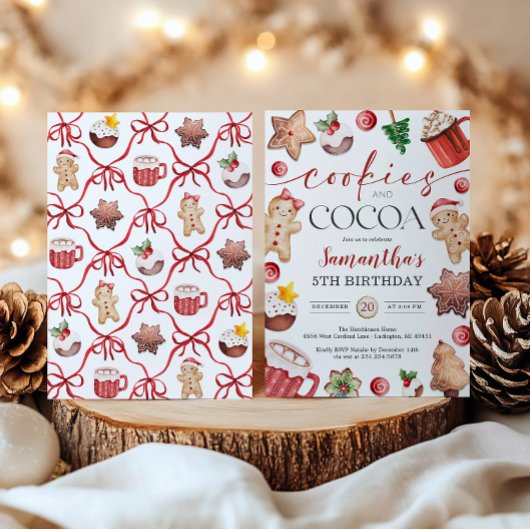 Cookies and Cocoa Winter Birthday Invitation Kaart