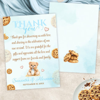Cookies and Milk Baby Shower - Teddy Bear Baby Sho Bedankkaart