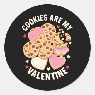 Cookies Are My Valentine Cute Chocolate Chip Heart Ronde Sticker