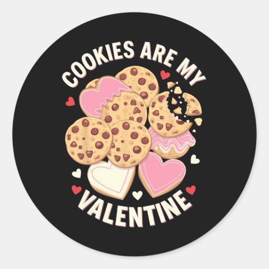 Cookies Are My Valentine Cute Chocolate Chip Heart Ronde Sticker (Voorkant)